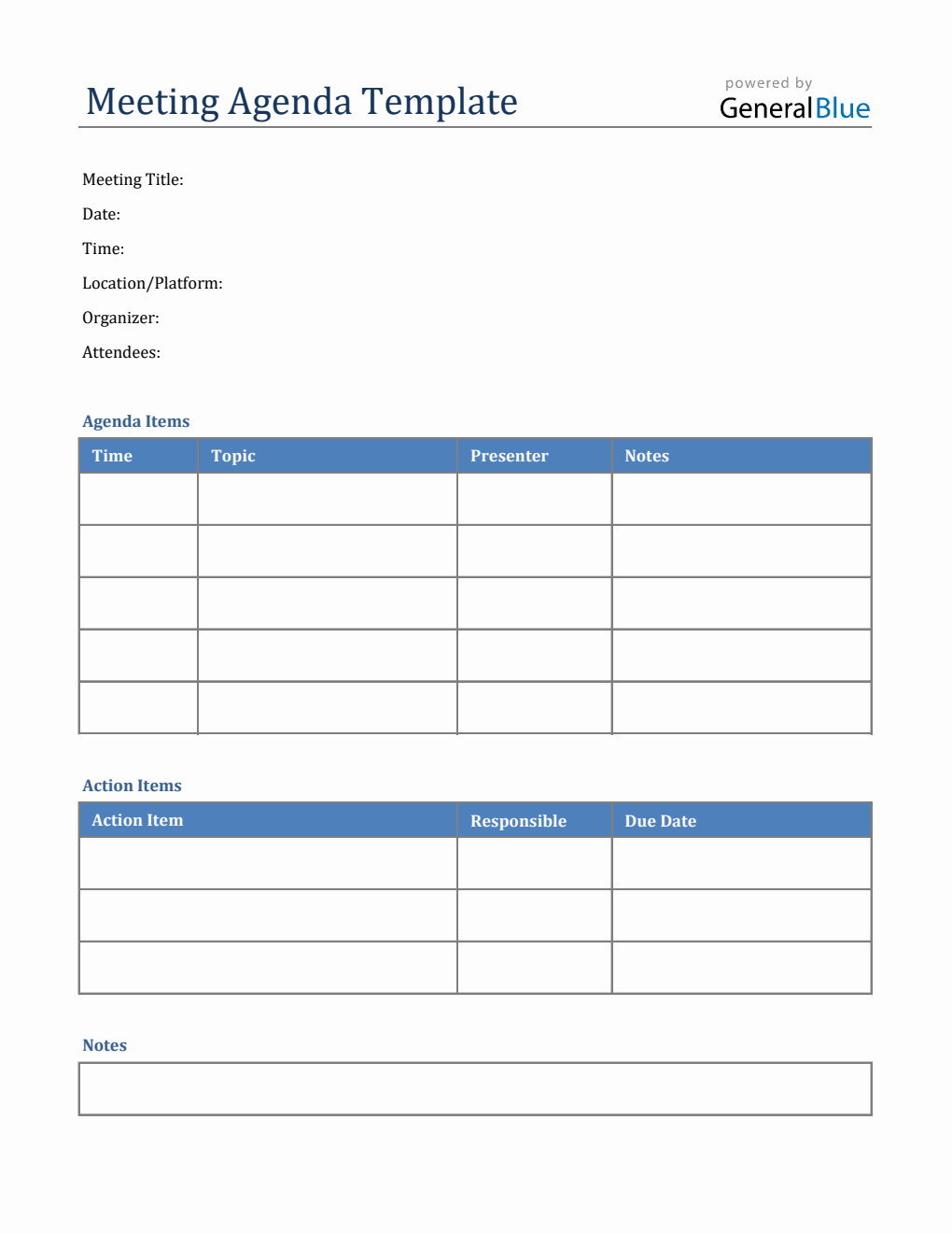  Agenda Template in Excel