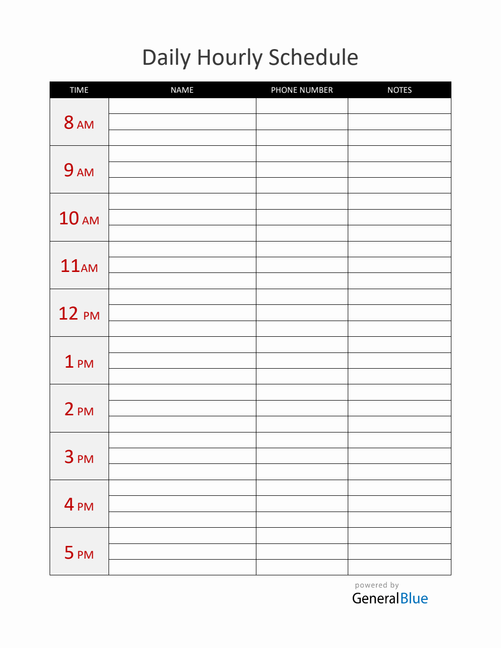 Customizable Appointment Sign Up Sheet in Word (1-Hour Interval)