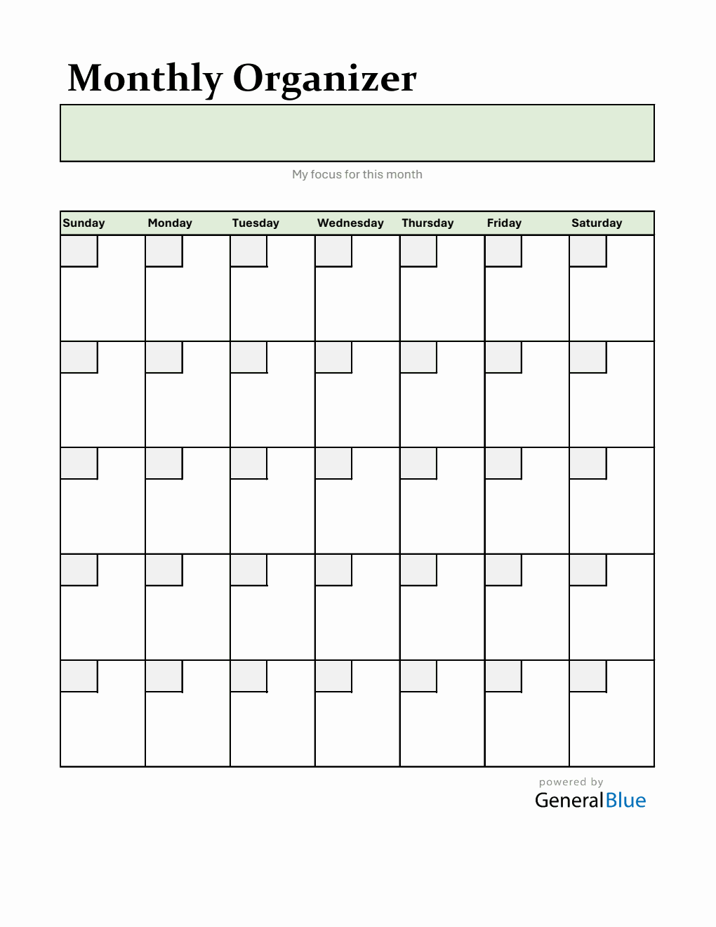 Free At-a-Glance Monthly Planner (Excel)