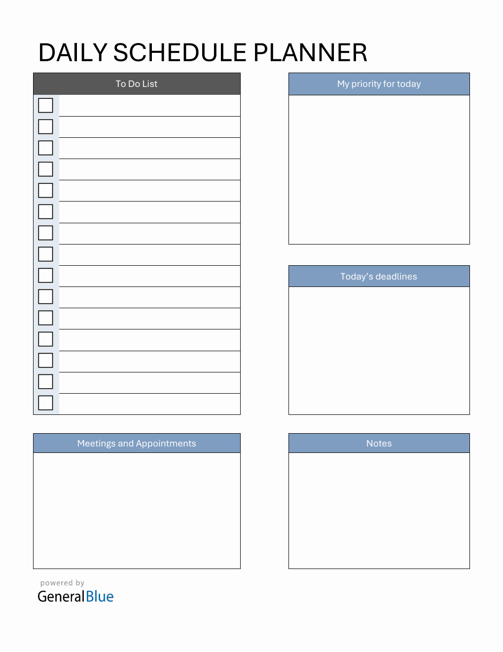 Printable Daily Schedule Planner PDF