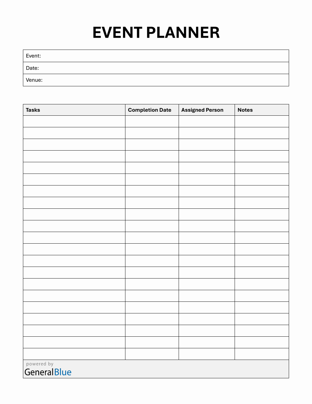 Printable Event Planning Template - Free PDF Download