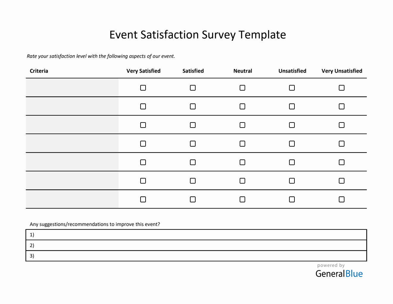 Blank Event Satisfaction Survey | Free PDF, Word, Excel Download