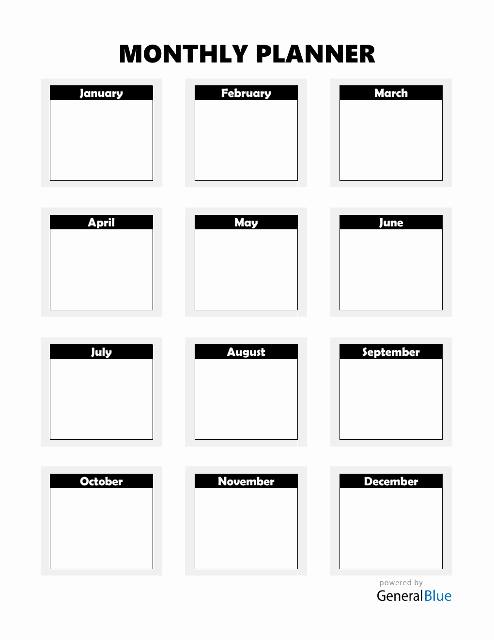 Free Printable Monthly Planner Word (Black)
