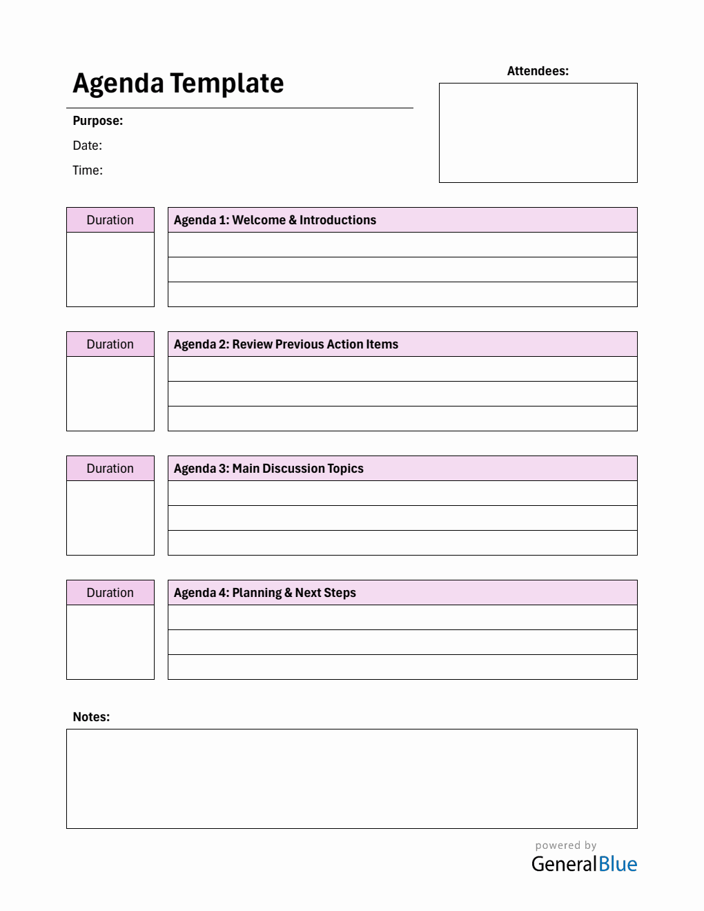 Basic Meeting Agenda Template | Free to Use in PDF Format