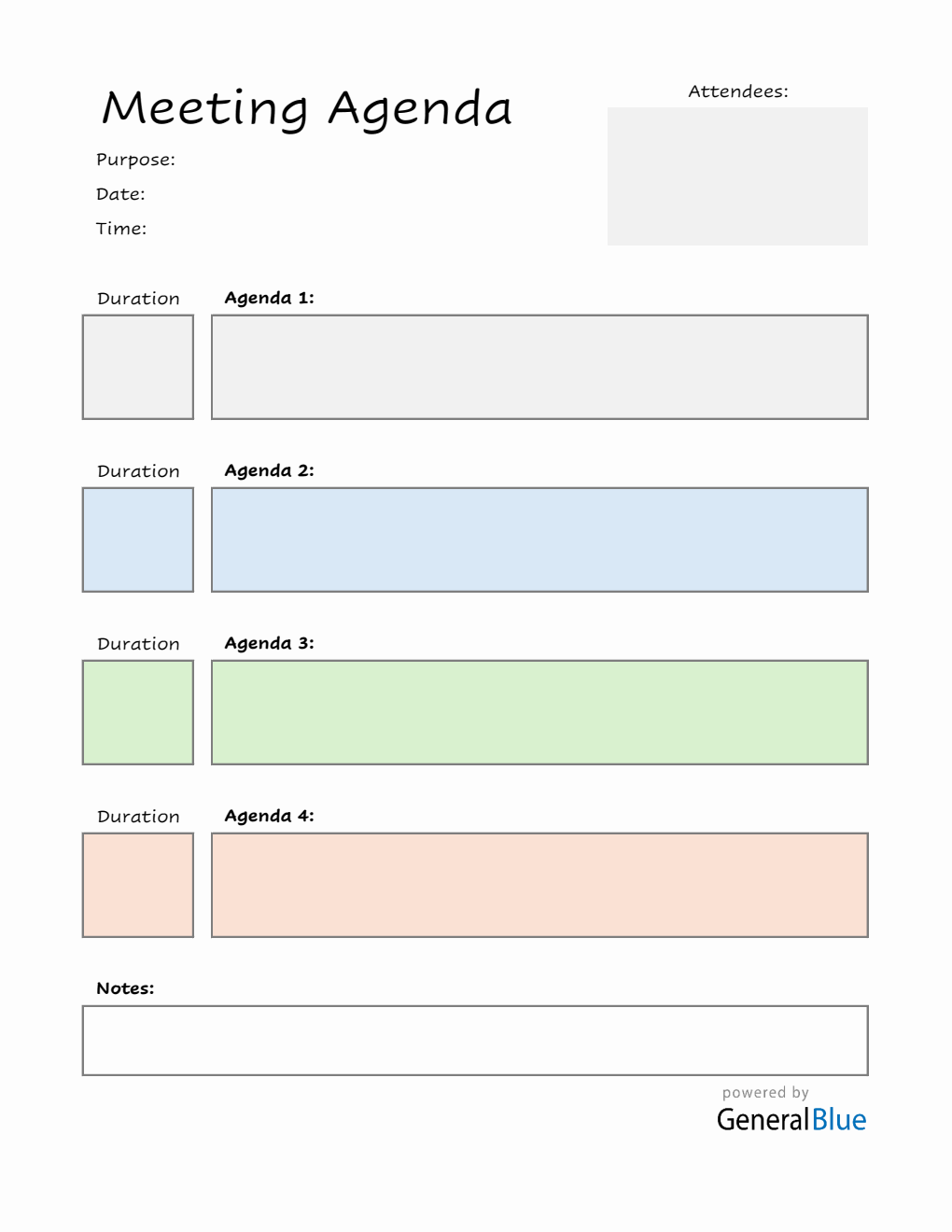Blank Meeting Agenda Template | Free to Use in Excel Format