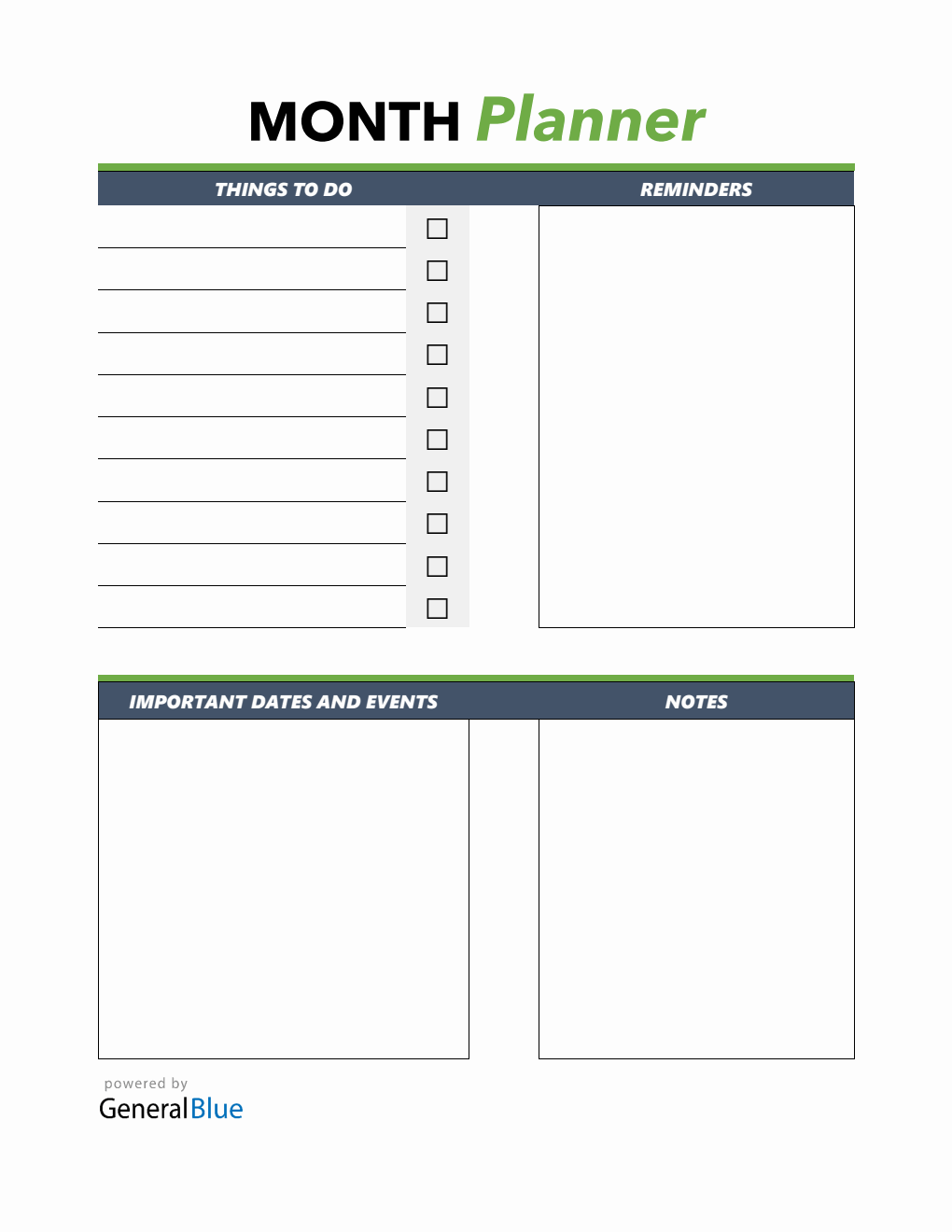 Free Monthly Planner Template Word (Sleek)