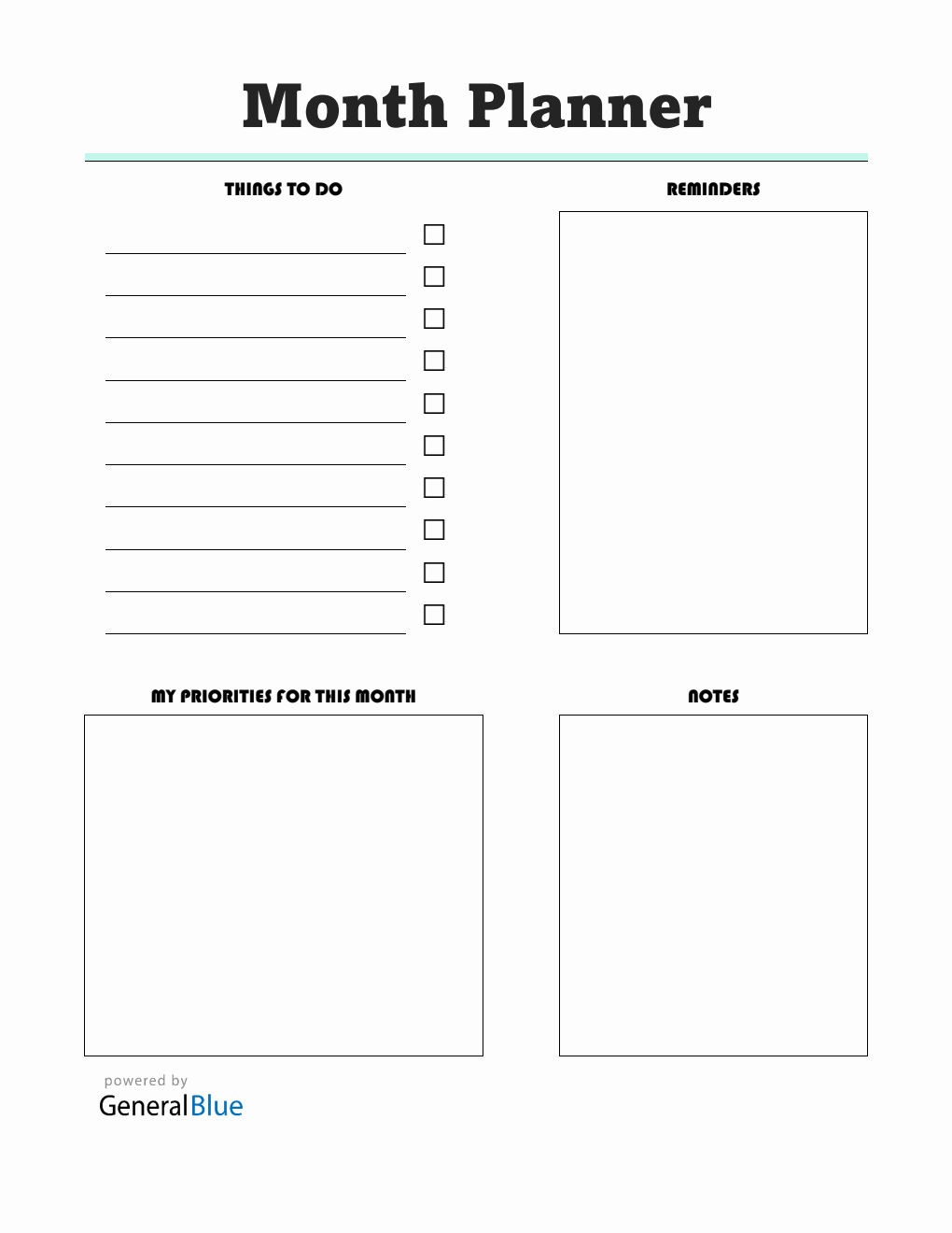Free Monthly Planner Template Word (Structured)