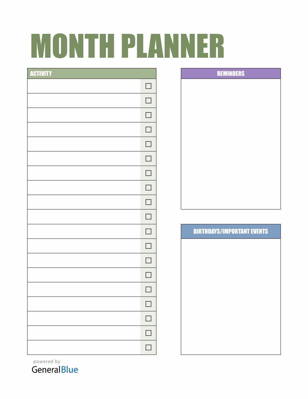 Colorful Monthly Planner in PDF