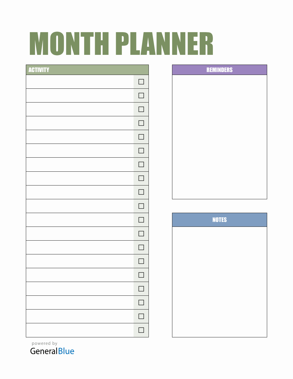 Colorful Monthly Planner in Word