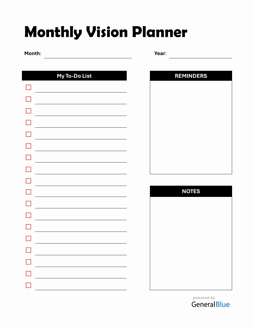 Free Printable Monthly Planner with To-Do List (Word)