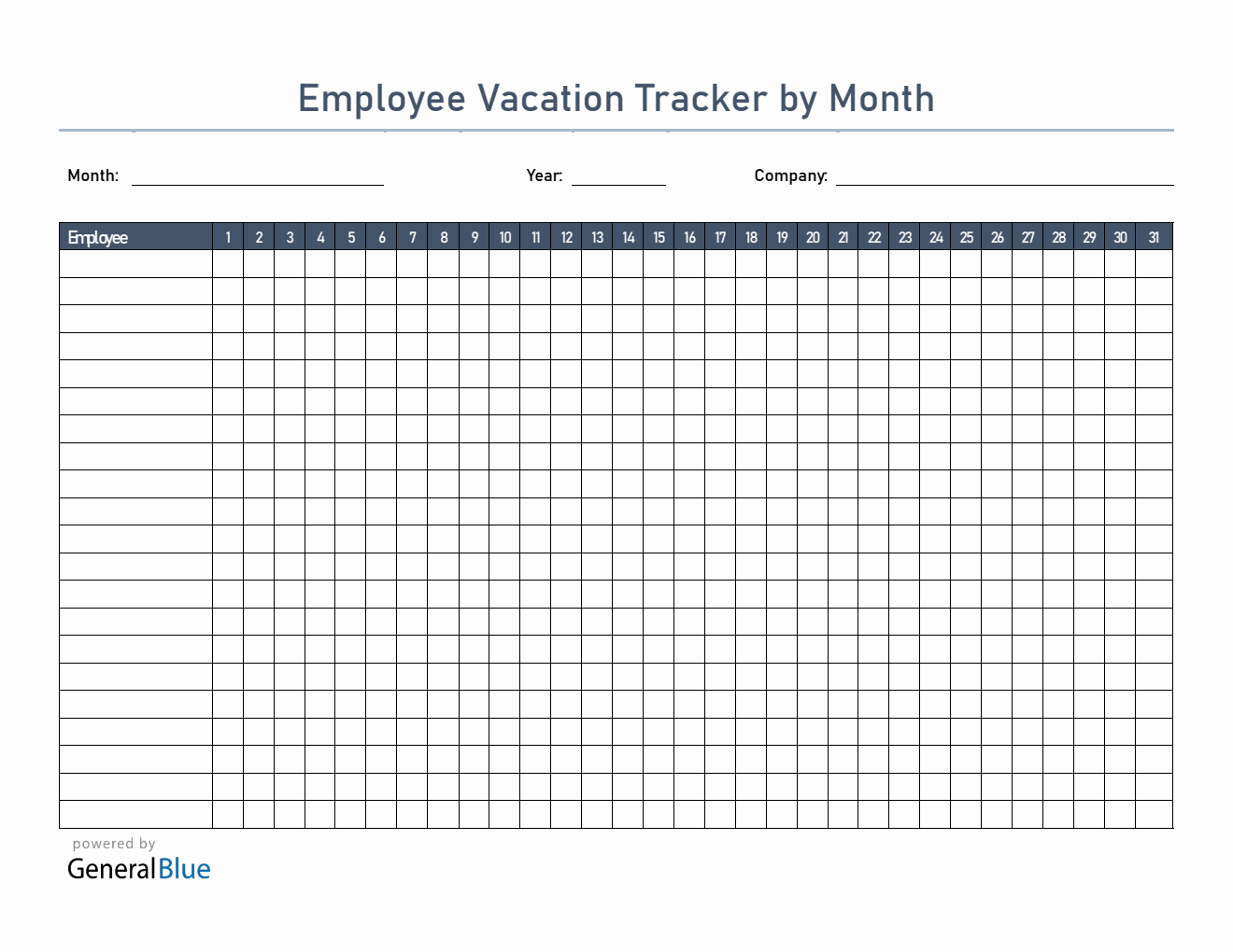  Monthly Vacation Planner Template (PDF)