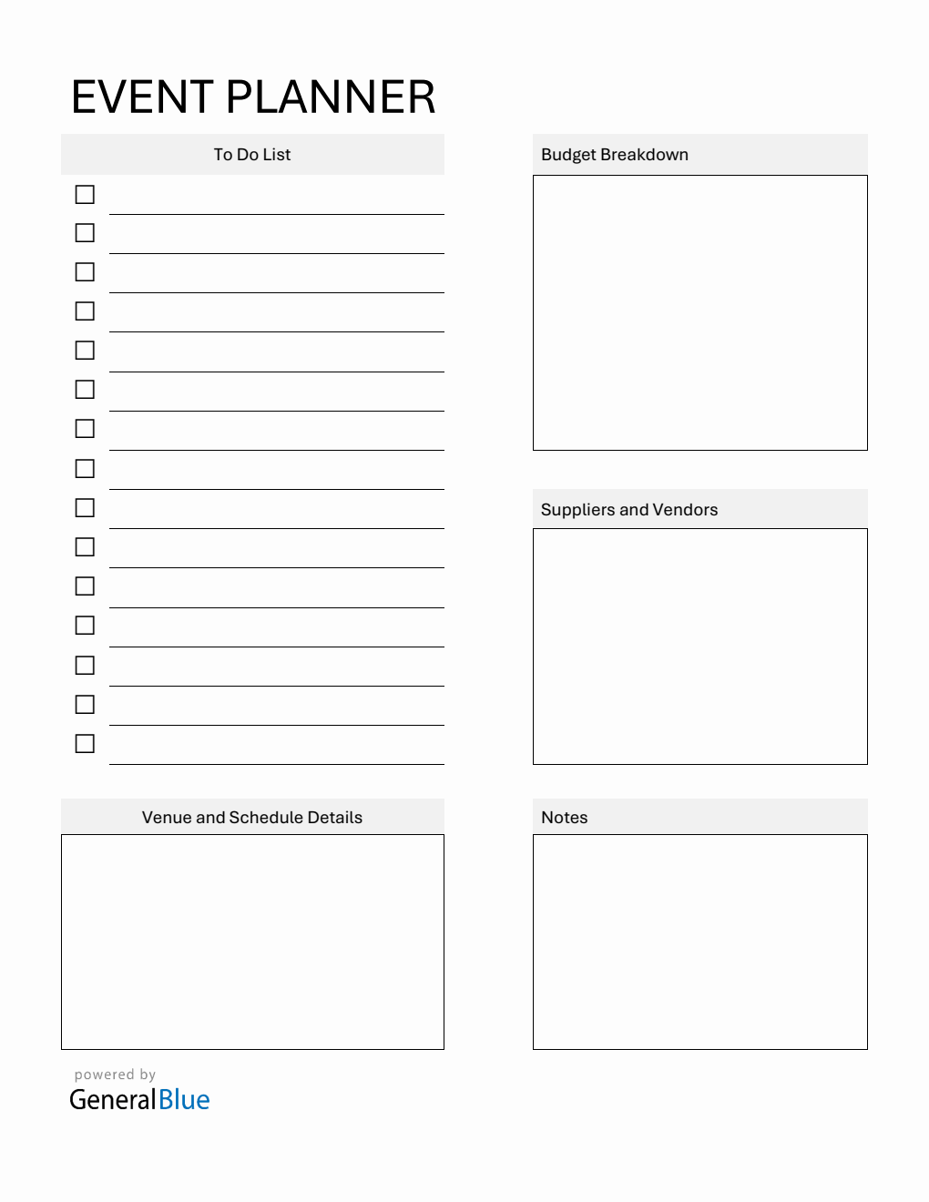 Event Planner Template in Word (Printable)