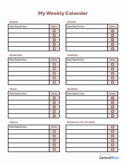 Weekly Checklist Template in Word Format - Free To Customize