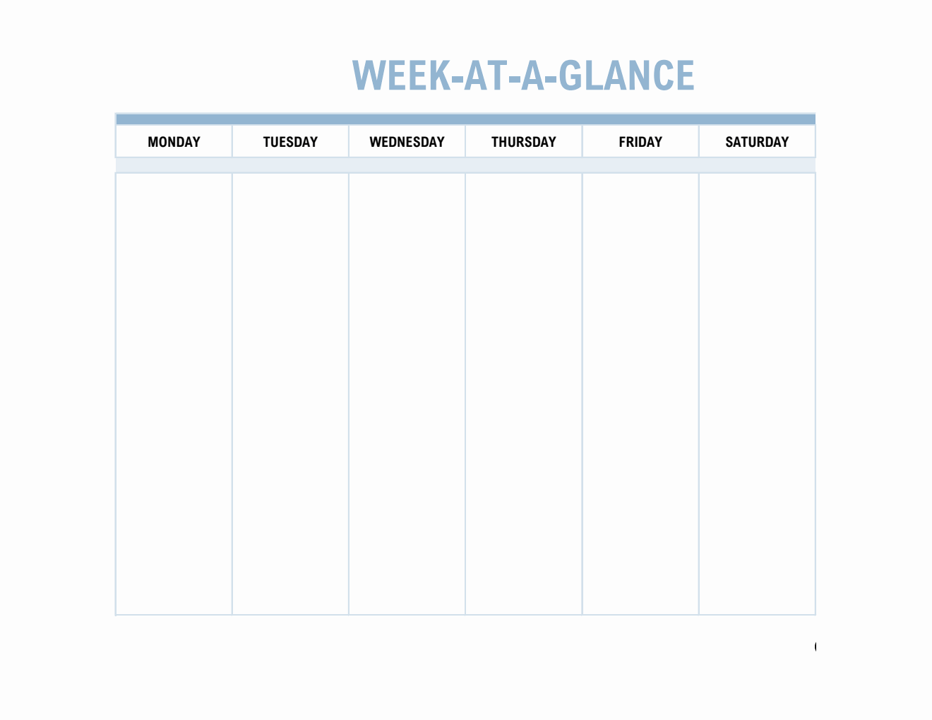Blank Week At A Glance Planner – Free Excel Template