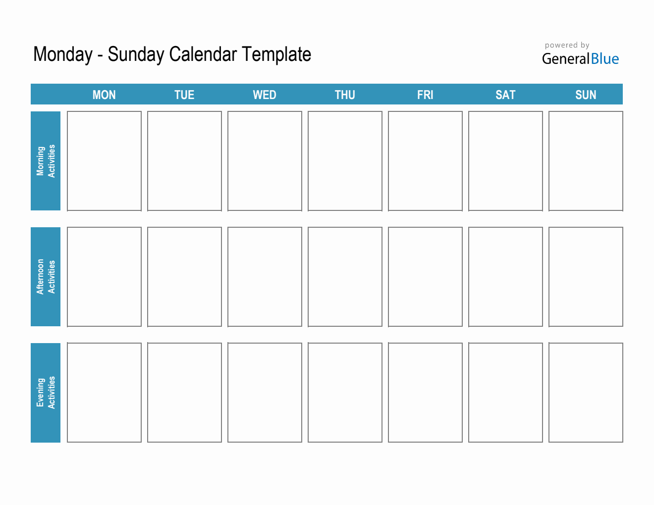 Vertical Weekly Planner in Excel (Simple Layout)