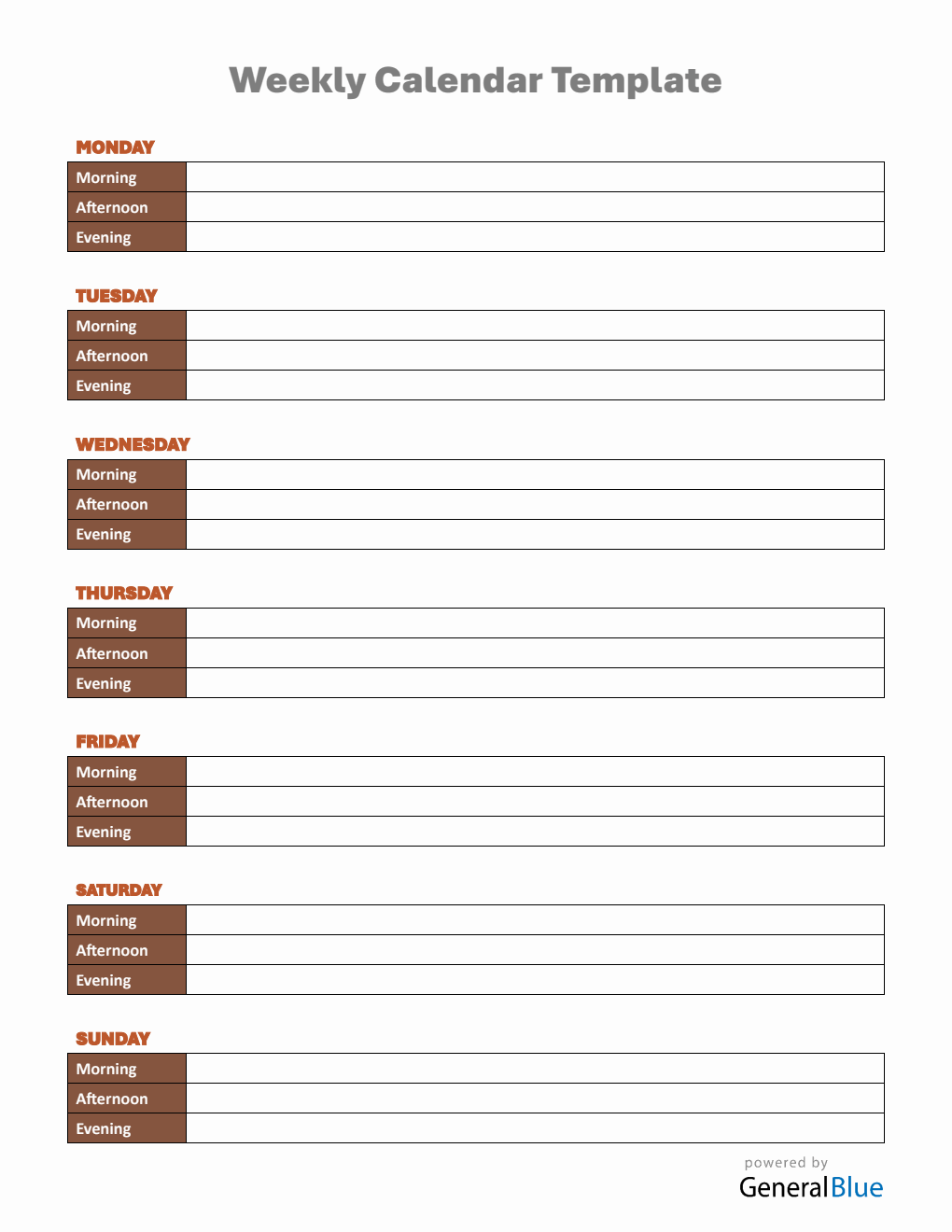 Free Fillable Weekly Planner in Word
