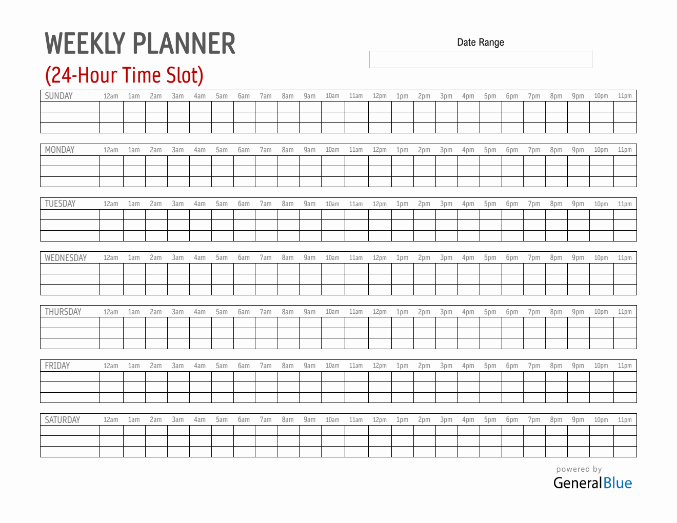 Weekly Hourly Planner | Personalize And Print in Microsoft Word