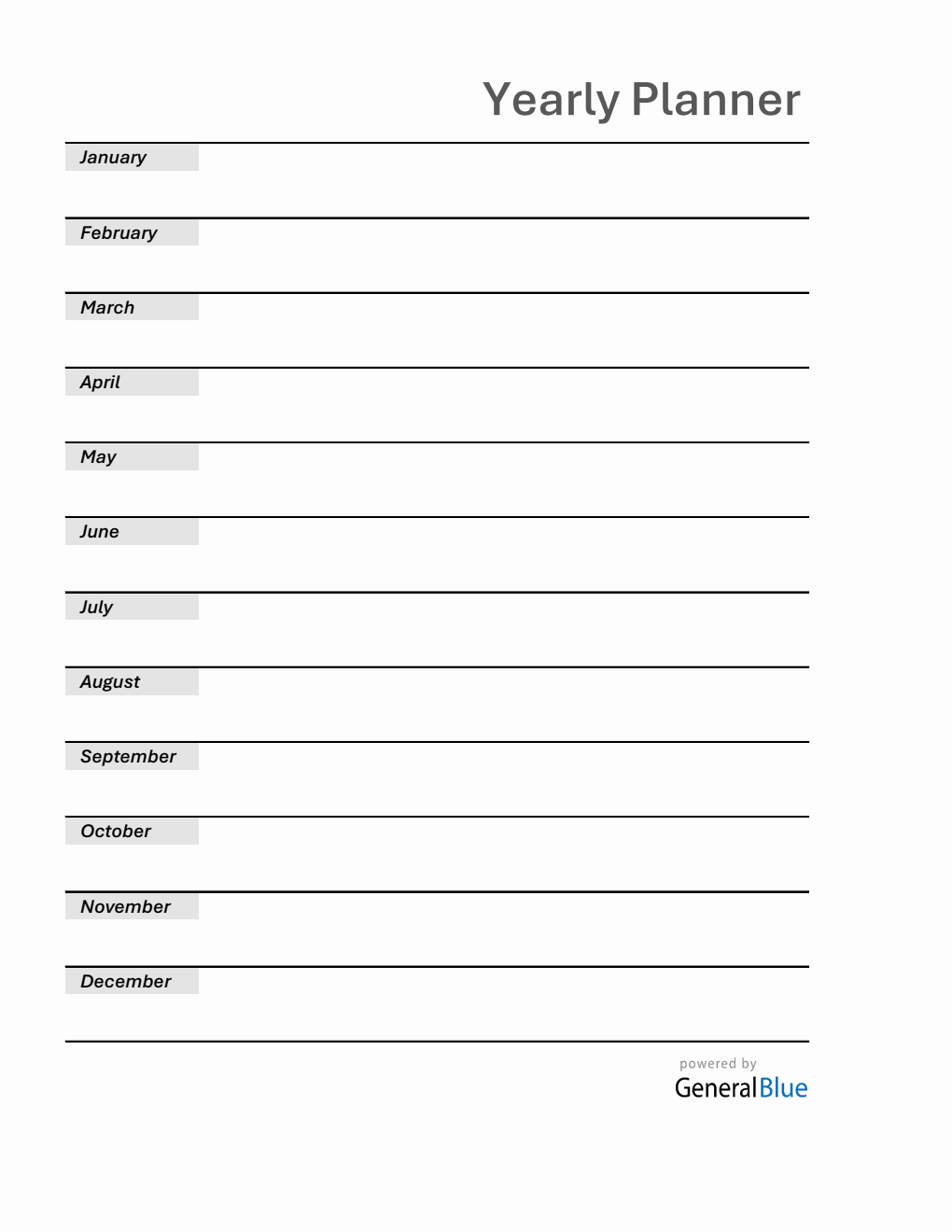 Free Excel Yearly Planner (Basic)