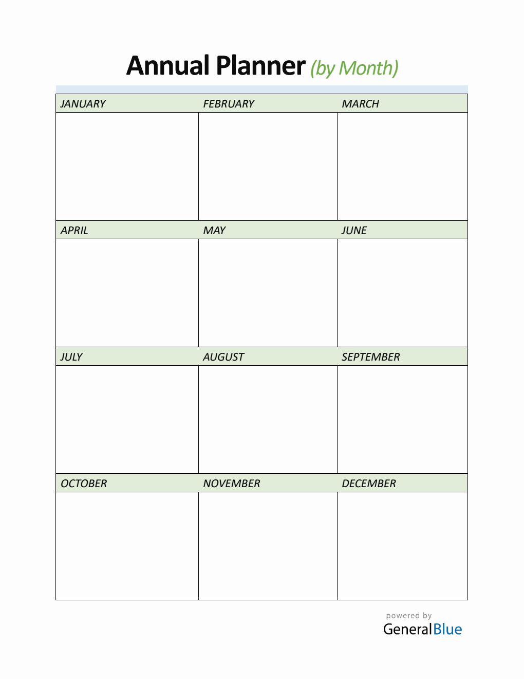 Yearly Planner PDF - Free Basic Template